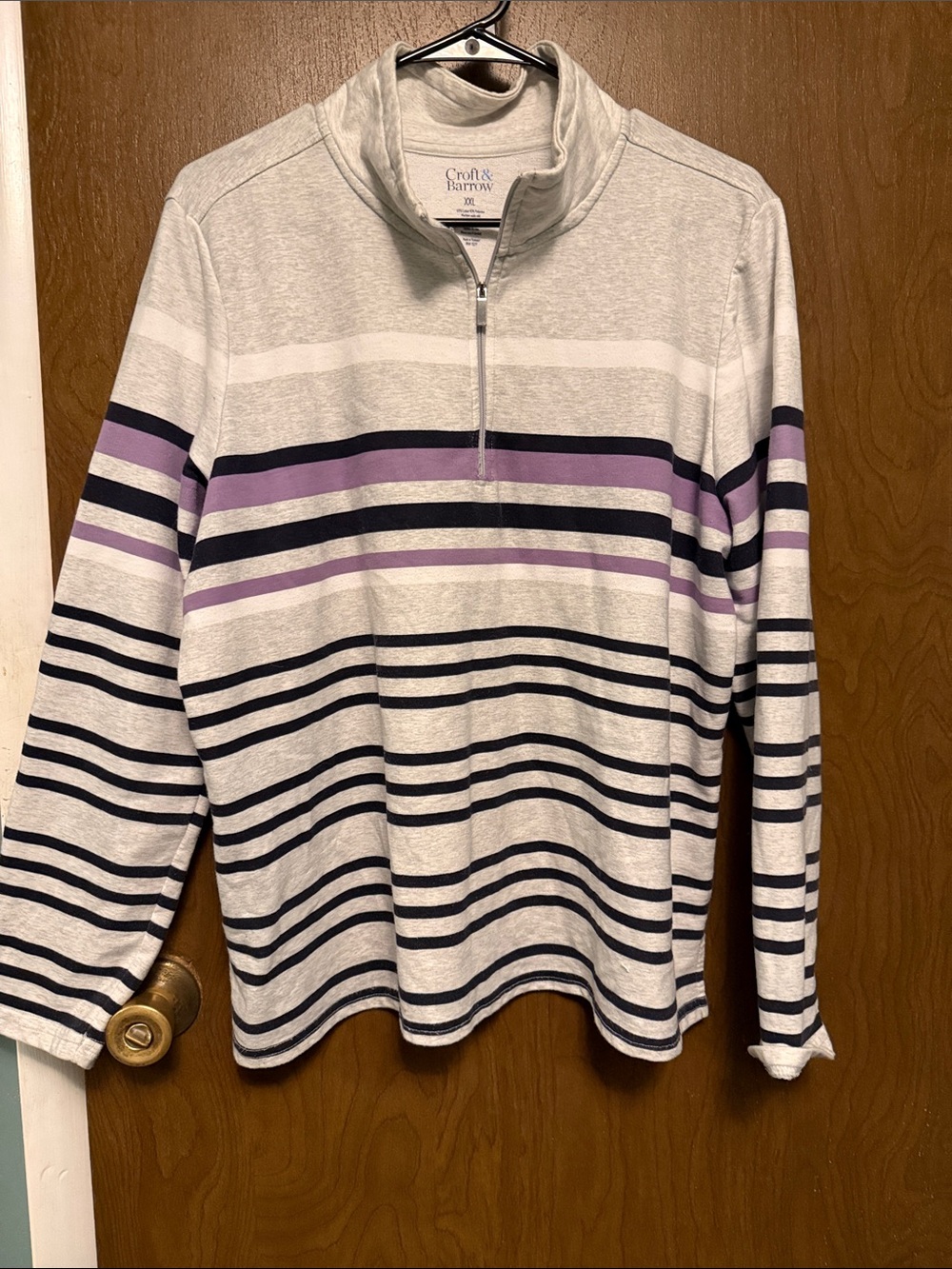 croft & barrow Light Gray Quarter-Zip Shirt size XXL